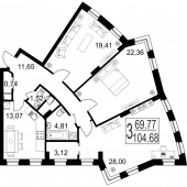 3-комнатная квартира 104,68 м²