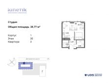 1-комнатная квартира 38,77 м²