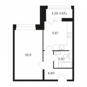 1-комнатная квартира 42,95 м²