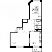 2-комнатная квартира 68,2 м²
