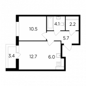 2-комнатная квартира 42,9 м²