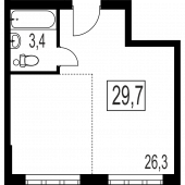 1-комнатная квартира 29,7 м²