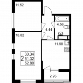 2-комнатная квартира 52,8 м²