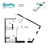 1-комнатная квартира 66 м²