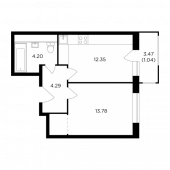 1-комнатная квартира 35,66 м²