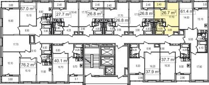 1-комнатная квартира 26,7 м²