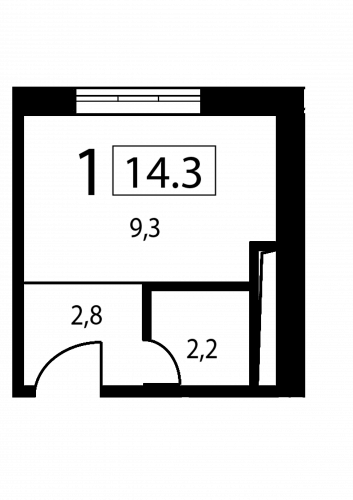 Студия, 14.3 м²
