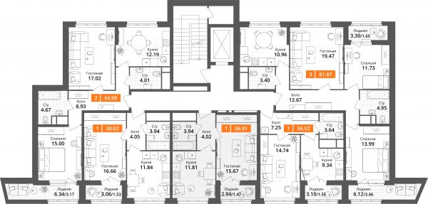1 комната до 36.91
