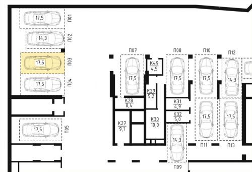 Машиноместа, 17.5 м²