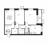 3-комнатная квартира 76,5 м²