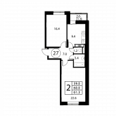 2-комнатная квартира 61,3 м²