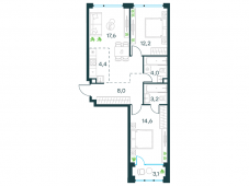 3-комнатная квартира 65,6 м²