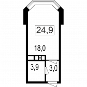 1-комнатная квартира 24.9 м²