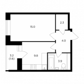 1-комнатная квартира 36,6 м²