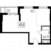 2-комнатная квартира 49,6 м²