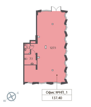 1-комнатная, квартира, 137.4 м²