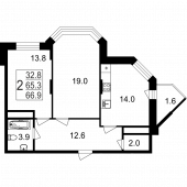 2-комнатная квартира 66,9 м²