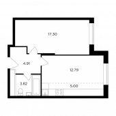 2-комнатная квартира 43,82 м²