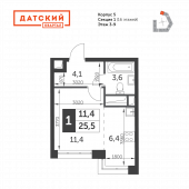 1-комнатная квартира 25,5 м²