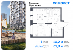 1-комнатная квартира 31,78 м²