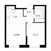 2-комнатная квартира 40,08 м²