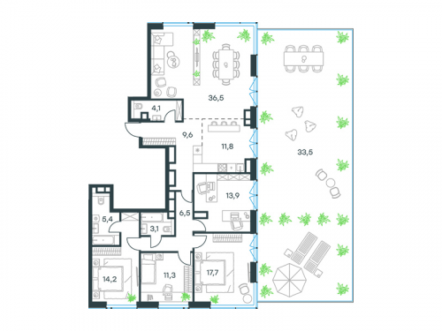 Многокомнатная, квартира, 161.45 м²