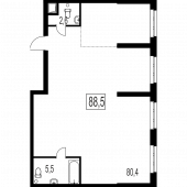 3-комнатная квартира 88,5 м²