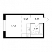 1-комнатная квартира 25,14 м²