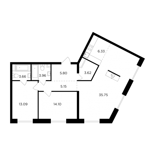 3 комнаты до 91.46