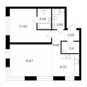 2-комнатная квартира 66,94 м²