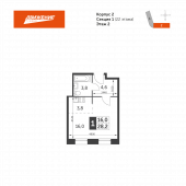 1-комнатная квартира 28,2 м²