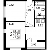 2-комнатная квартира 47,25 м²