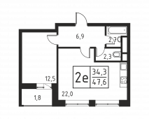 2-комнатная квартира 47,8 м²