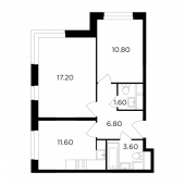 2-комнатная квартира 51,6 м²