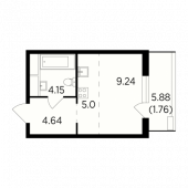 1-комнатная квартира 24,79 м²