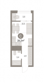 1-комнатная квартира 24,33 м²