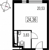 1-комнатная квартира 24.36 м²