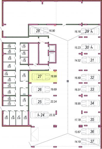Машиноместа, 19 м²