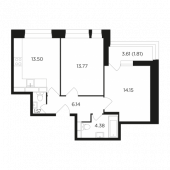 2-комнатная квартира 55,32 м²