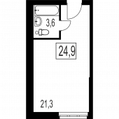 1-комнатная квартира 24,9 м²