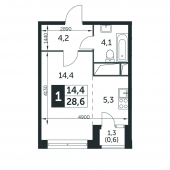 1-комнатная квартира 28,5 м²