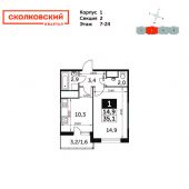 1-комнатная квартира 35,1 м²