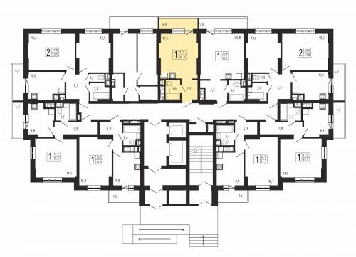 Студия, 24.8 м²