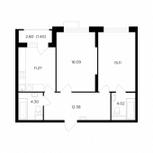 2-комнатная квартира 64,57 м²