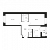 2-комнатная квартира 57,34 м²