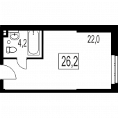 1-комнатная квартира 26,2 м²