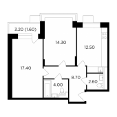 2-комнатная квартира 61,1 м²