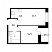 2-комнатная квартира 35,9 м²