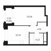 1-комнатная квартира 35,42 м²