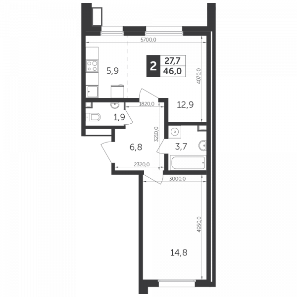 2 комнаты до 46.2